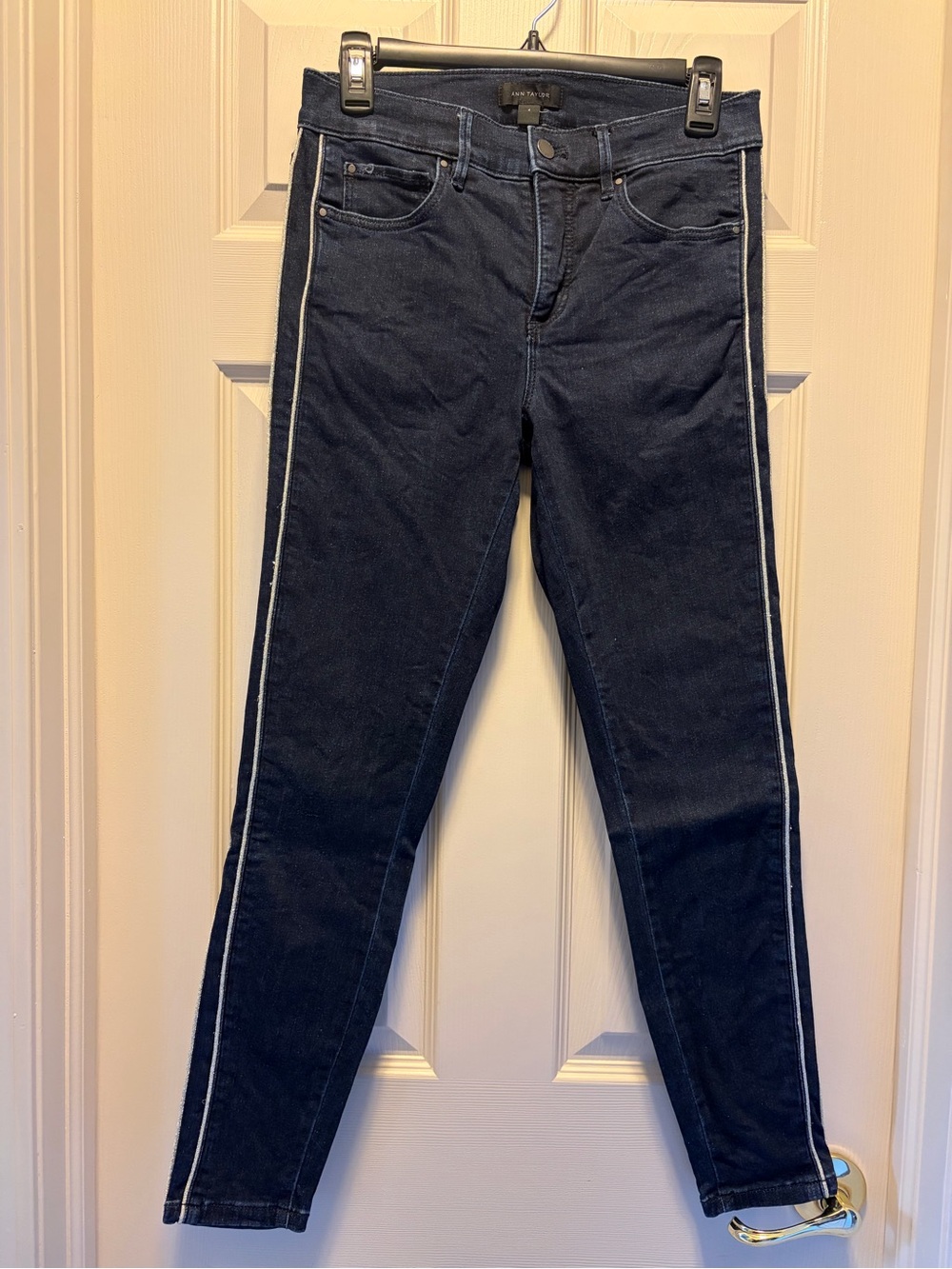 Dark Wash Women’s With Silver Sparkle Side-Stripe Skinny Jeans